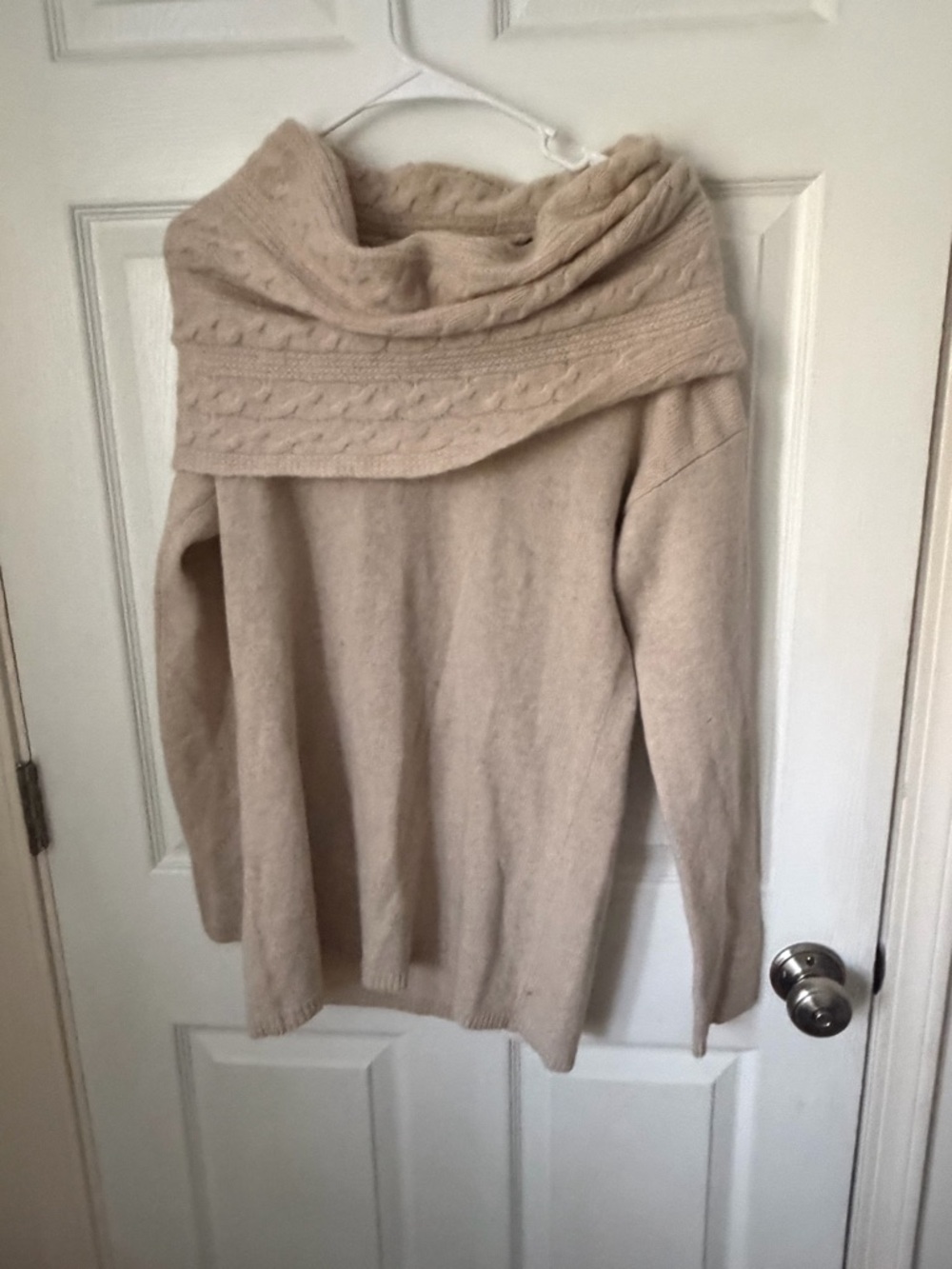Autumn Cashmere Cable Cowl Neck Sweater - Beige